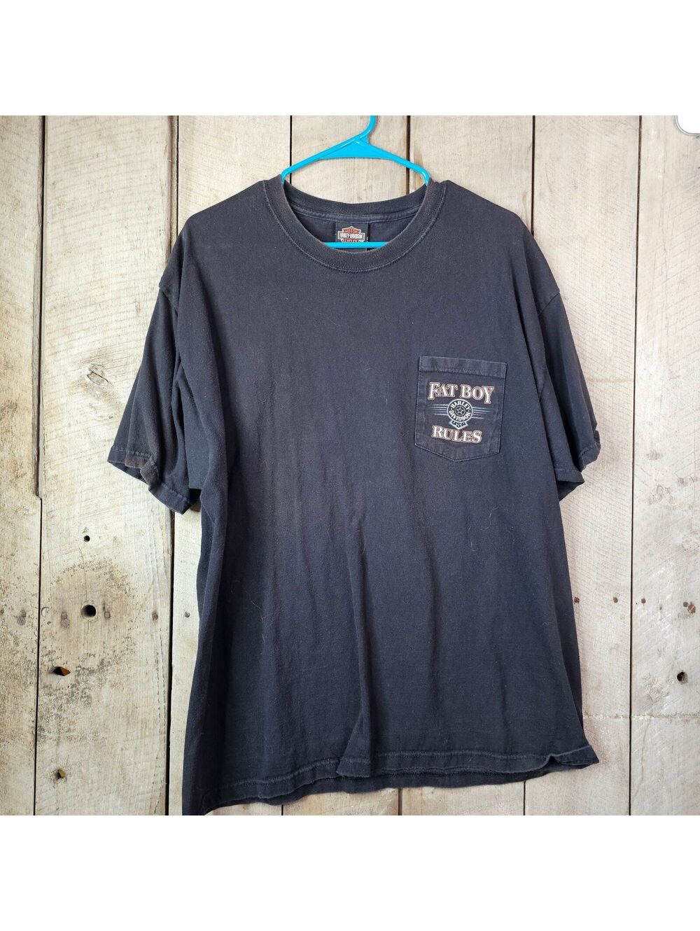 Vintage Harley-Davidson Fat Boy Rules Pocket T-Shirt XL Black